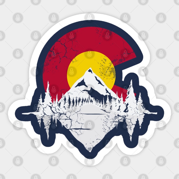 Colorado Flag Mountains Lake Outdoors Hike Camp Sticker by E